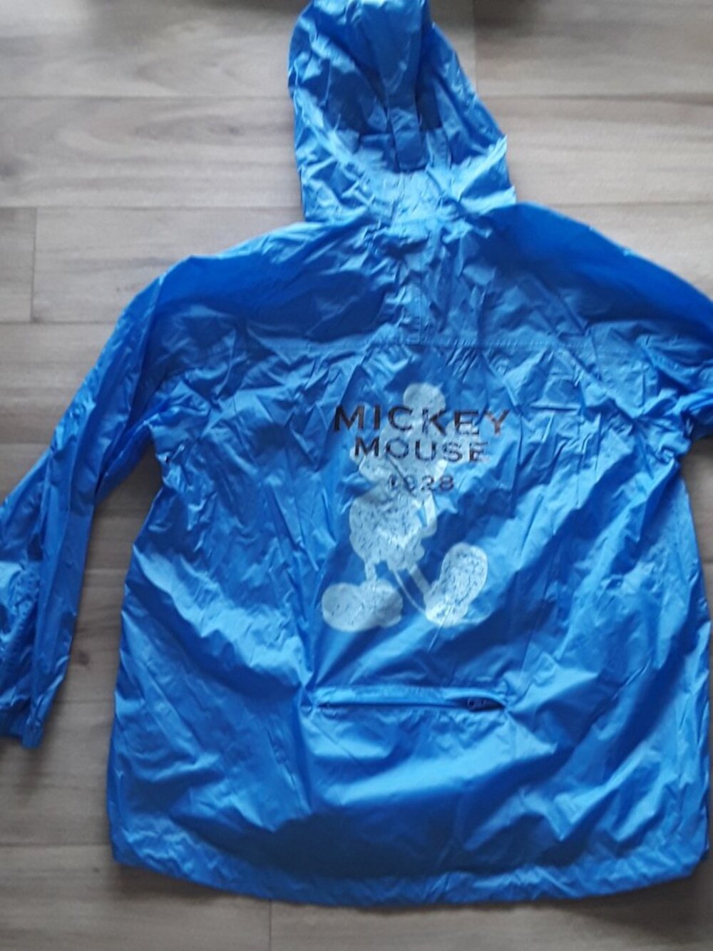Disney Mickey Mouse Blue Hooded Rain Jacket XXL 100% Nylon/Windbreaker